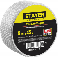 Фото товара - STAYER FIBER-Tape, 5 см х 45 м, 3 х 3 мм, самоклеящаяся серпянка, Professional (1246-05-45)