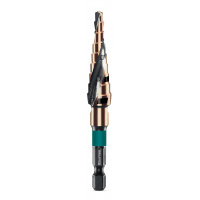Фото товара - KRAFTOOL COBALT 4-12мм, 9 ступеней, азотирование, винтовая спираль, сверло ступенчатое(29691-4-12-9)