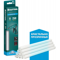 Фото товара - KRAFTOOL Cristal, 11 х 250 мм, 10 шт, кристально прозрачные, клеевые стержни (06846-10)