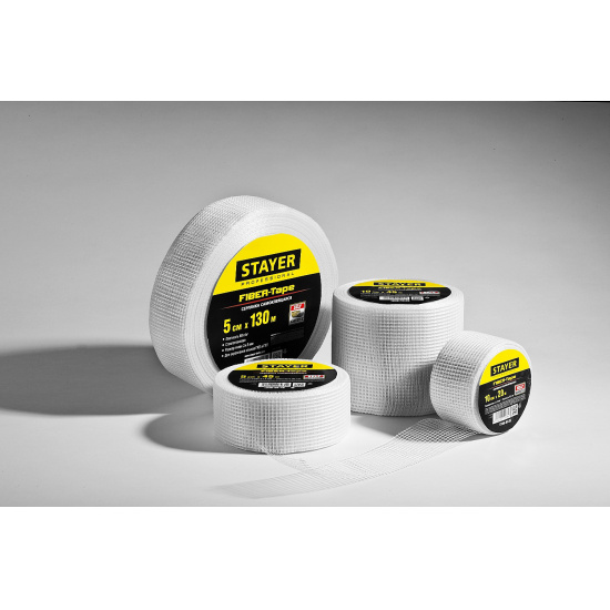 Большое фото товара - STAYER FIBER-Tape, 10 см х 45 м, 3 х 3 мм, самоклеящаяся серпянка, Professional (1246-10-45), 11343. Вариант №3