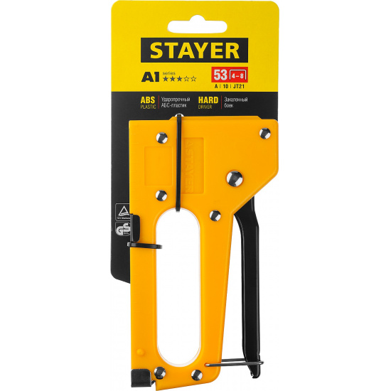 Большое фото товара - STAYER A-53, тип 53 (A/10/JT21) 23GA (4 - 8 мм), пластиковый степлер (3140), 19558. Вариант №2