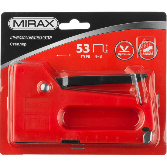 Большое фото товара - MIRAX PL-53, тип 53 (A/10/JT21) 23GA (4 - 8 мм), пластиковый степлер (3142), 19559. Вариант №2